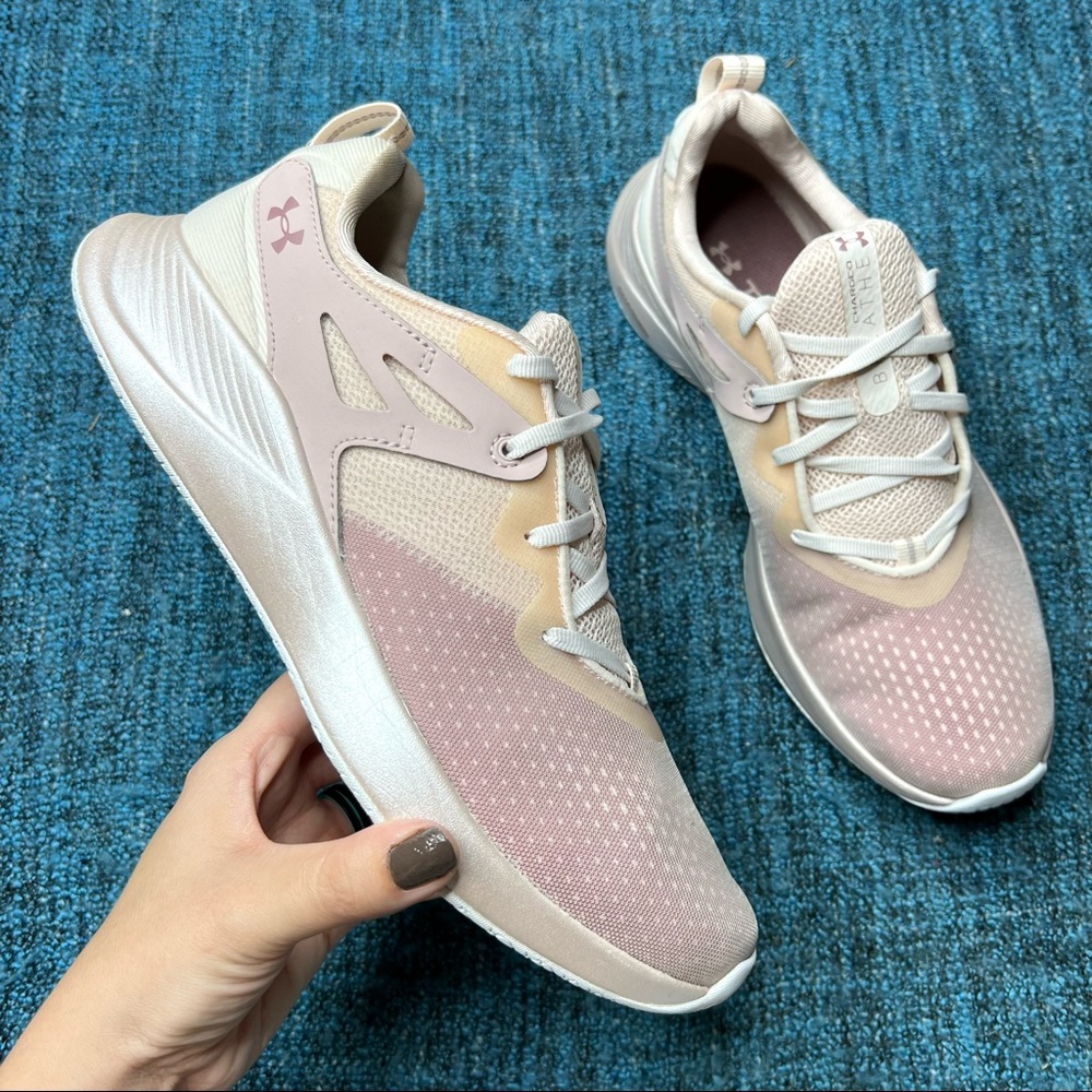 Under Armour Charged Breathe 2 Sneakers in Light Pink Metallic Women's Size 10